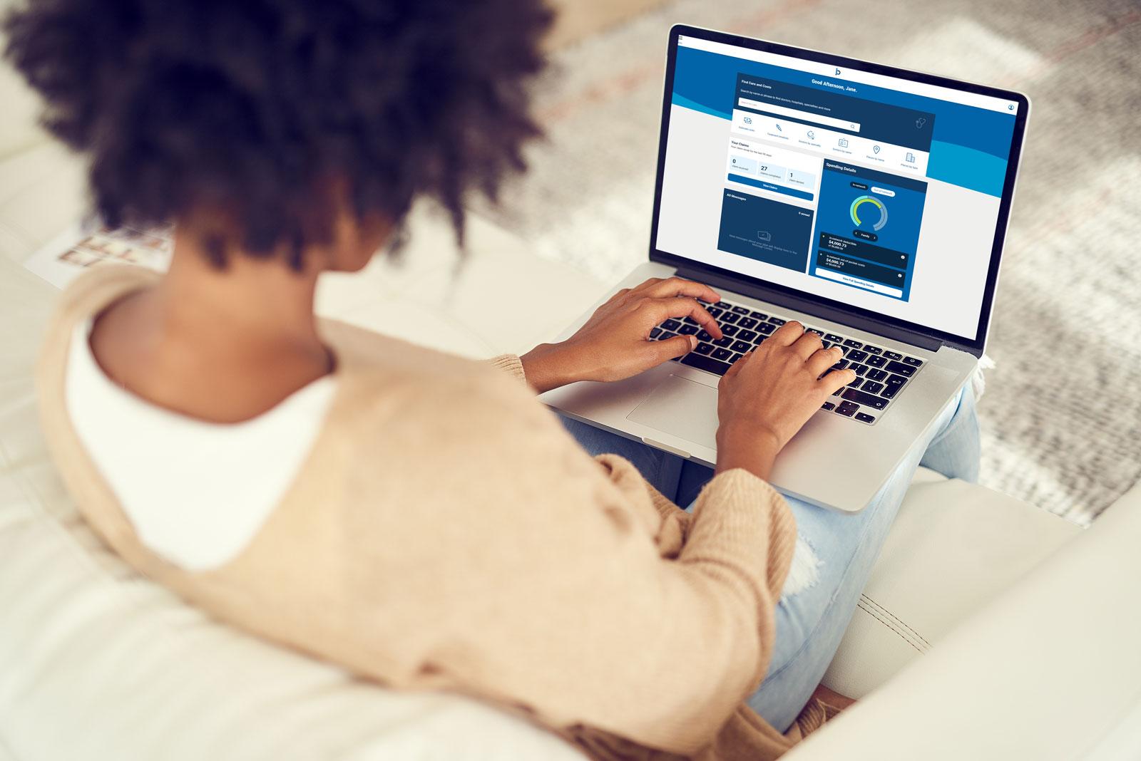 Women accesses Blueprint Portal via her laptop.